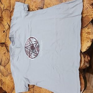 Gray v-neck women's Supernatural logo shirt
